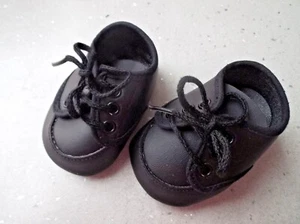 2 PAIRS DOLLS SHOES IN BLACK LACE UP OXFORD STYLE choice sizes - Picture 1 of 4