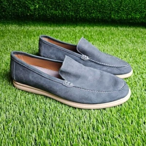 Johnnie-O Loafers Mens 10.5 BLUE Malibu Moccasin Slip On Shoes Suede Leather - Picture 1 of 8