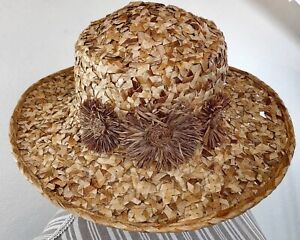 Vintage 90’s Liz Claiborne Womens BOHO Straw Hat with Sunflowers-O/S