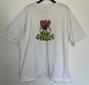 Bad Bunny World’s Hottest Tour Stadiums 2022 White Stained Cotton L - Picture 1 of 9