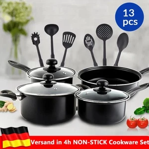 13x Kochgeschirr Set Granitbeschichtete Antihaft Töpfe Induktion Kochtopf Küche - Bild 1 von 18