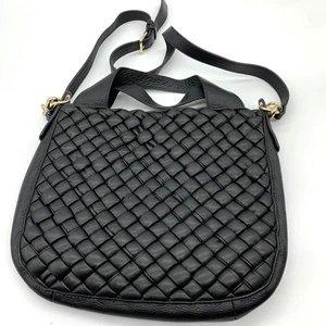 Vince Camuto Leather Handbags Puffy Weave Tote Miki Black Purse - Picture 1 of 11