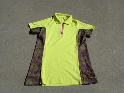Camisa polo de golf de manga corta antigua amarilla y púrpura 1/2 cremallera poliéster talla S Foto 1 de 4
