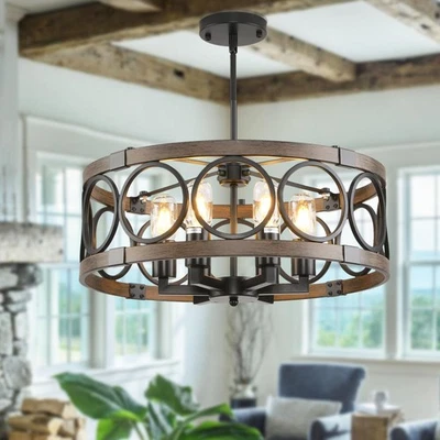 Semi Flush Mount Ceilnig Light,6-Light Farmhouse Chandelier Rustic,Modern Lig... - Image 1 of 4