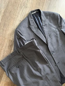 Michael Bastian blue gray plaid slim peak lapel modern two piece suit 40R - Picture 1 of 12