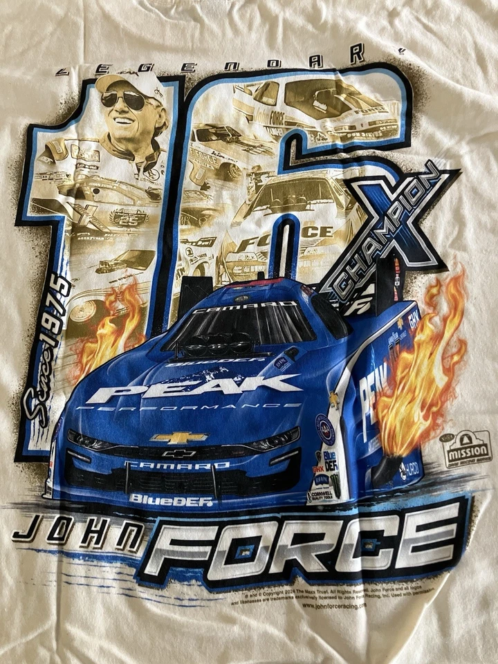CAMISETA NHRA DRAG RACING OFICIAL JOHN FORCE 16X CHAMP TALLA GRANDE Foto 1 de 4