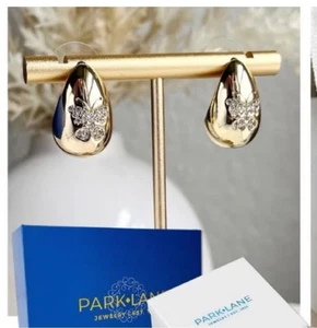 Park Lane Sparkle Box Special Gold Butterfly Teardrop Earrings New - Picture 1 of 2