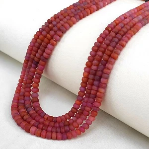Natural Ruby Gems 4 to 7 mm Size Matte Finish Rondelle Beads 16.5" Necklace - Picture 1 of 10