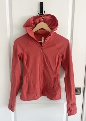 Lululemon Rosa Coral Ajustado Cremallera Completa Sudadera con Capucha Chaqueta Sudadera 4 Ajustado Correr Foto 1 de 4