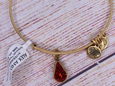 Pulsera Alex and Ani Julio Rojo Cristal Swarovski Lágrima Piedra Natal Oro Foto 1 de 2