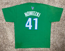 Dirk Nowitzki #41 Shirt Men’s Sz Large Reebok Dallas Mavericks Green Retro