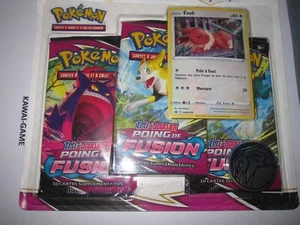 POKEMON POING DE FUSION FIST TRIPACK FRENCH PACKS DOUBLE FULGUDOG ET EVOLI PROMO - Picture 1 of 5