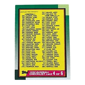 Tarjeta de béisbol 1990 Topps Checklist #526 Checklist 4/6 MLB - Imagen 1 de 2
