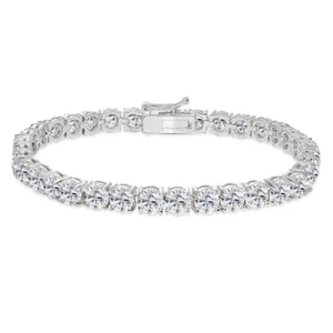 5mm Round-cut Created White Sapphire Sterling Silver Tennis Bracelet - Picture 1 of 5