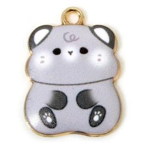 10 Very Cute Grey Hamster Shaped Gold Tone Charm Pendants with Enamel Detail - Picture 1 of 1