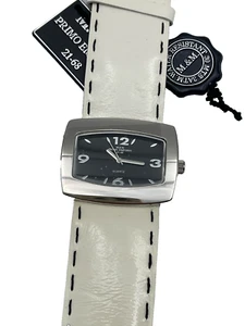 OROLOGIO M&M PRIMO EMPORIO UNISEX RETTANGOLARE QUARZO ACCIAIO PELLE - Picture 1 of 3
