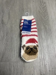 Old Navy Cozy Socks Kids Unisex One Size Non Slip Christmas Dog - Picture 1 of 3