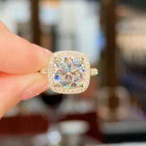 IGI Lab Grown 2.80 Ct Cushion Cut Diamond Engagement Ring 14K Yellow Gold - Picture 1 of 15