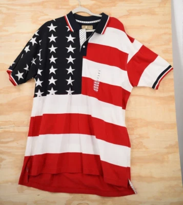Sun River Clothing American Flag USA NEW!! Pique Polo Shirt Mens Large - Image 1 of 4