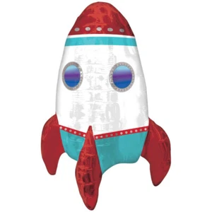 Space Party Supplies Decor Rocket Ship Foil Giant Air Fill Balloon Astronaut - Picture 1 of 1