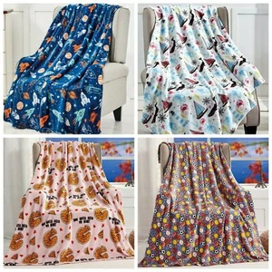 Printed Throw Blanket Soft Plush Fun Playful Print Sofa Decor Travel 50"x60" - Picture 1 of 16