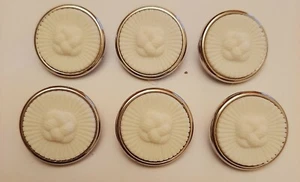 6 x 21mm Large Silver and White Plastic Shank Buttons - CLK902 - Picture 1 of 1
