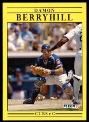 1991 Fleer Baseball Card Damon Berryhill Cubs Catcher #414 - Image 1 of 2