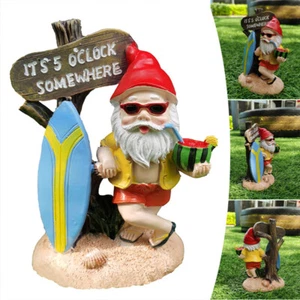 Tropical Garden Gnome Statue Funny Dwarf Lawn Figurines Ornament Outdoor Decor - Picture 1 of 14