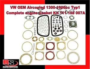 VW OEM Aircooled 1300-1600cc Typ1 Complete engine Gasket Kit 111 198 007A  Radke - Picture 1 of 3