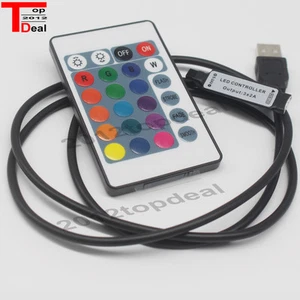 USB RGB Controller 5V 24V 24Keys IR Remote Controller Led Dimmer for 5V RGB Led  - Picture 1 of 3