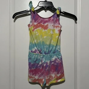 The Children’s Place Girls Romper W/ Knotted Shoulder Bows in Multicolor Tie Dye - Picture 1 of 11