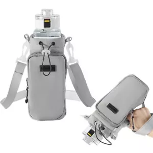 Water Bottle Carrier Bag With Shoulder Strap Insulated Water Bottle Pouch Holder - Picture 1 of 13