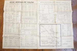 1949 Brazil Brasil Railway Timetable Poster - Picture 1 of 5