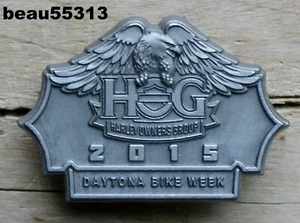 HARLEY OWNERS GROUP HOG RALLY 2015 DAYTONA FLORIDA PIN STOP VEST JACKET PIN  - Picture 1 of 1