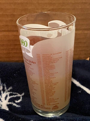 1980 BELMONT STAKES SOUVENIR GLASS - Horse Racing -TEMPERANCE HILL - Sh - Image 1 of 2