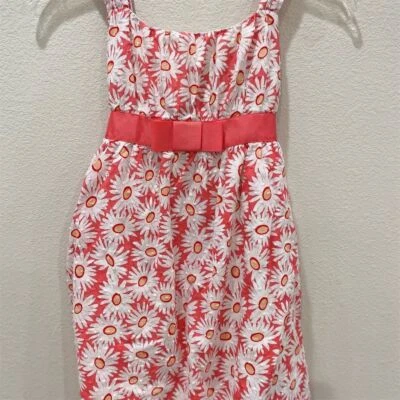 Vestido de festa George meninas rosa floral ponto suíço sem mangas com gravata na cintura tamanho 8 - Imagem 1 de 3