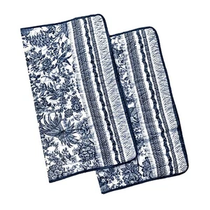 Dennis Basso Home, QVC, Blue & White Print, Quilted Queen Pillow Shams, 1 Pair - Picture 1 of 5