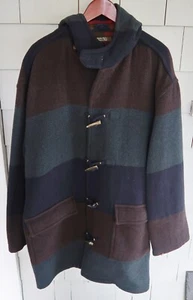 Men's STRUCTURE LE COLLEZIONI Hooded, Wool OVERCOAT, XL Striped, Toggle ITALIAN - Picture 1 of 6