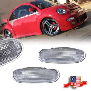 2x Clear Front Side Corner Signal Park Marker Light Lamp For 1998-2005 VW Beetle - Picture 1 of 8