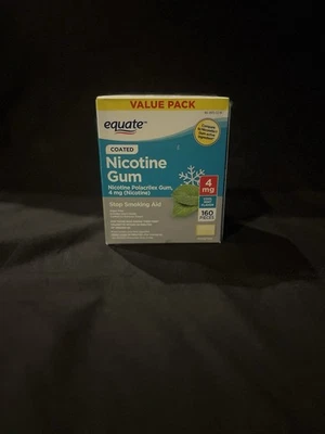 EQUATE Nicotine Gum Box 160 PIECES 4MG COOL MINT  EXP 05/2027 - Image 1 of 4