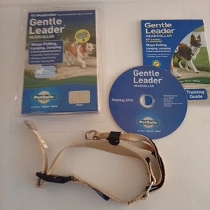 PetSafe Gentle Leader Headcollar Medium 25-60 lb No Pull Dog Training Fawn DVD - Picture 1 of 8