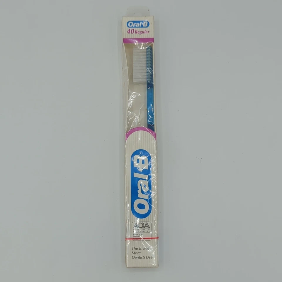 复古 Oral-B Soft 普通 40 直牙刷蓝色 1988 全新/未拆封 — 第 1/4 张图片