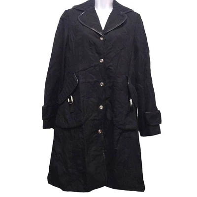 Gabardina Cynthia Steffe para mujer talla pequeña cuero ribete botones bolsillos hebilla Foto 1 de 4