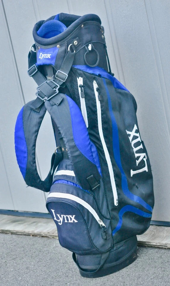 VINTAGE "LYNX" GOLF BAG 6 WAY BLUE &*2 SPECIAL BONUSES*: USC CLUB COVER/20 BALLS - Image 1 of 4