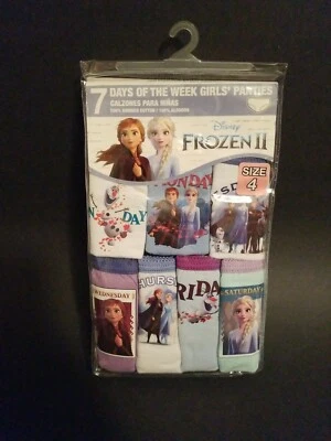 Frozen 2 Girls Underwear Sz 4 Elsa Anna 7 Days of The Week Brief Panty - Image 1 of 2