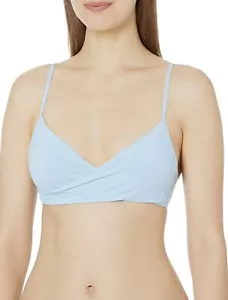 Sujetador Roxy Clásicos de Playa Sólidos Clásicos para Mujer Top Envolvente, Azul Fresco, Grande - Imagen 1 de 4