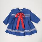 Vintage Handmade Girls Navy Blue Sailor Dress Size 2-3