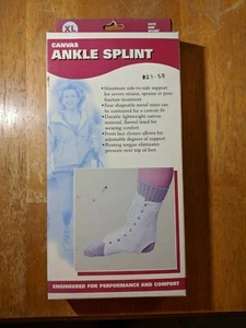 OTC Ankle Splint, Canvas Lace-Up, Rigid Metal Stays, X-Large XL Orthopedic Brace - Picture 1 of 2