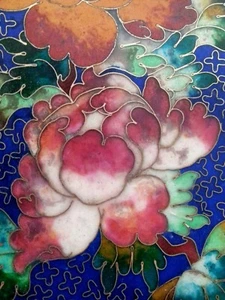 Vintage Chinese cloisonne dish Roses 8.5" - Picture 1 of 8