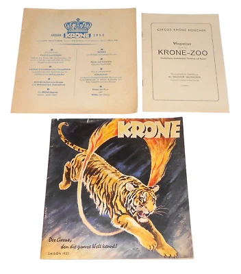 CIRCUS KRONE HEFT PROGRAMM 1952 + WEGWEISER-ZOO CLOWN ZIRKUS SAMMLER ALT - Bild 1 von 4